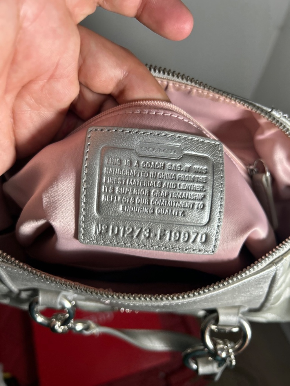 Coach Ashley Signature Lurex Carryall Garden Silver Gray Butterfly F19970 - Picture 9 of 11